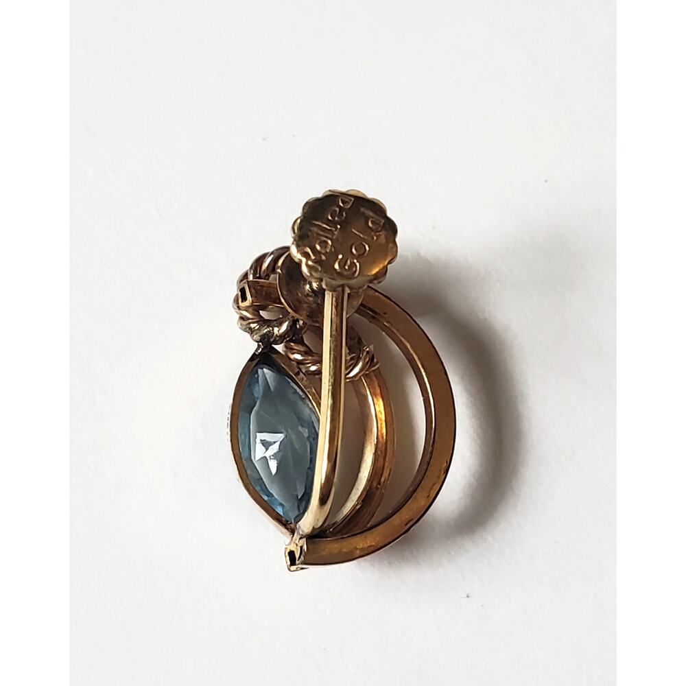Vintage Rolled Gold Light Blue Faceted Glass Screw Back Earrings - Picture 3 of 6